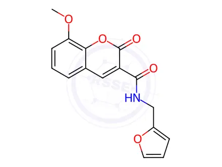 Chemical structure of N-(furan-2-ylmethyl)-8-methoxy-2-oxo-2H-chromene-3-carboxamide