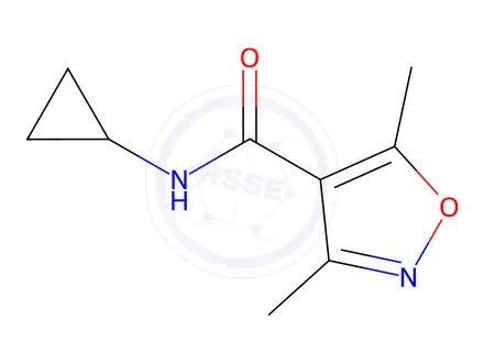 Chemical structure of N-cyclopropyl-3,5-dimethylisoxazole-4-carboxamide
