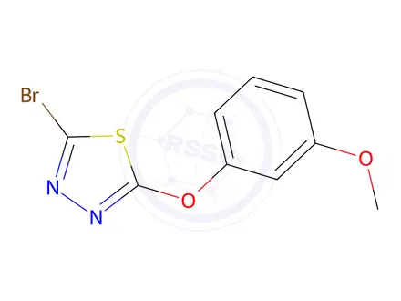 Chemical structure of 2-Bromo-5-(3-methoxyphenoxy)-1,3,4-thiadiazole