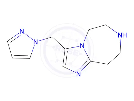 Chemical structure of 3-((1H-Pyrazol-1-yl)methyl)-6,7,8,9-tetrahydro-5H-imidazo[1,2-d][1,4]diazepine