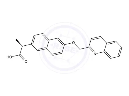 Chemical structure of (S)-2-(6-(Quinolin-2-ylmethoxy)naphthalen-2-yl)propanoic acid