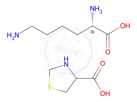 Chemical structure of (2S)-2,6-DIAMINOHEXANOIC ACID,1,3-THIAZOLIDINE-4-CARBOXYLIC ACID