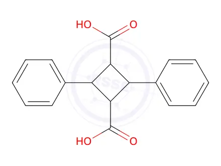 Chemical structure of 2,4-diphenylcyclobutane-1,3-dicarboxylic acid
