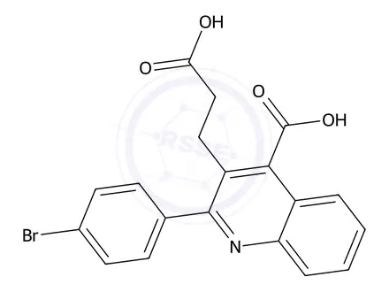 Chemical structure of 2-(4-Bromophenyl)-3-(2-carboxyethyl)quinoline-4-carboxylic acid
