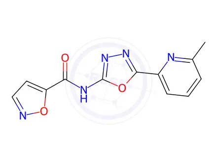Chemical structure of N-(5-(6-Methylpyridin-2-yl)-1,3,4-oxadiazol-2-yl)isoxazole-5-carboxamide