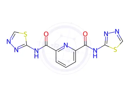 Chemical structure of 2-N,6-N-bis(1,3,4-thiadiazol-2-yl)pyridine-2,6-dicarboxamide