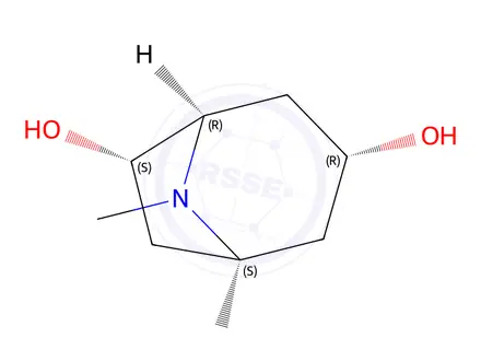 Chemical structure of (1S,3R,5R,6S)-8-methyl-8-azabicyclo[3.2.1]octane-3,6-diol