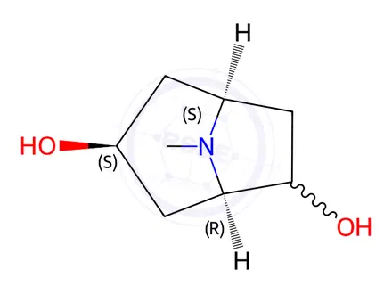 Chemical structure of 8-Azabicyclo[3.2.1]octane-3,6-diol, 8-methyl-, (1R,3R,5S)-rel-