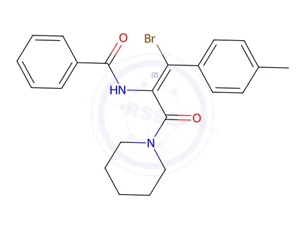 Chemical structure of (Z)-N-(1-Bromo-3-oxo-3-(piperidin-1-yl)-1-(p-tolyl)prop-1-en-2-yl)benzamide
