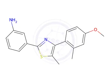 Chemical structure of 3-(4-(4-Methoxy-2-methylphenyl)-5-methylthiazol-2-yl)aniline