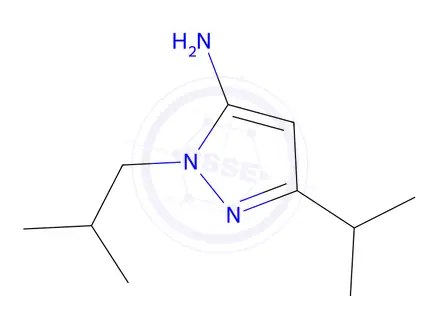 Chemical structure of 1-Isobutyl-3-isopropyl-1H-pyrazol-5-amine
