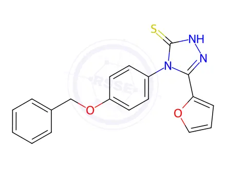 Chemical structure of 4-[4-(BENZYLOXY)PHENYL]-5-(2-FURYL)-4H-1,2,4-TRIAZOLE-3-THIOL