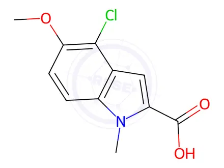 Chemical structure of 4-Chloro-5-methoxy-1-methyl-1H-indole-2-carboxylic acid