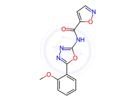 Chemical structure of N-(5-(2-Methoxyphenyl)-1,3,4-oxadiazol-2-yl)isoxazole-5-carboxamide