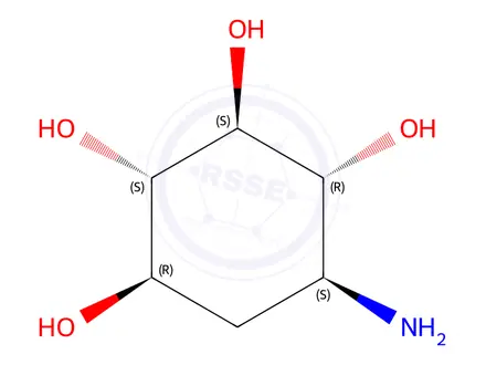 Chemical structure of (1R,2S,3S,4R,5S)-5-aminocyclohexane-1,2,3,4-tetraol