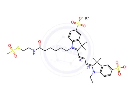 Chemical structure of Cyanine 3 Monofunctional MTSEA Dye, Potassium Salt