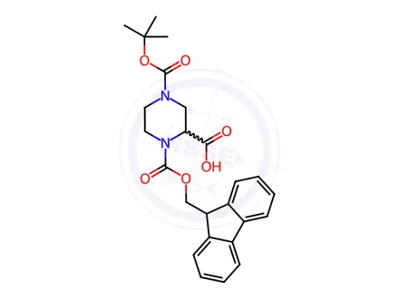 Chemical structure of N-4-BOC-N-1-FMOC-2-PIPERAZINE CARBOXYLIC ACID