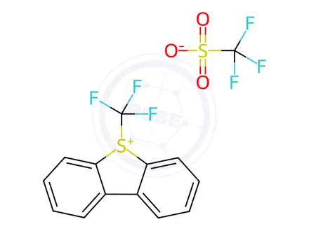 Chemical structure of 5-(Trifluoromethyl)dibenzothiophenium 1,1,1-Trifluoromethanesulfonate