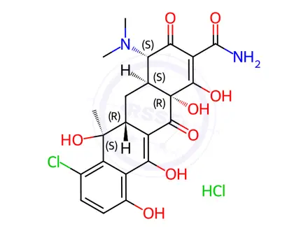 Chemical structure of Chlorotetracycline hydrochloride