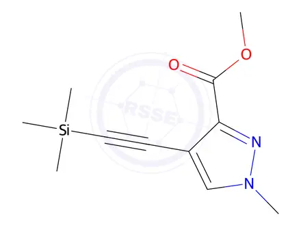 Chemical structure of Methyl 1-methyl-4-((trimethylsilyl)ethynyl)-1H-pyrazole-3-carboxylate