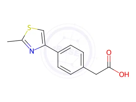 Chemical structure of 2-[4-(2-Methyl-1,3-thiazol-4-yl)phenyl]acetic acid
