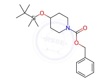 Chemical structure of Benzyl 4-(tert-butyldimethylsilyloxy) piperidine-1-carboxylate