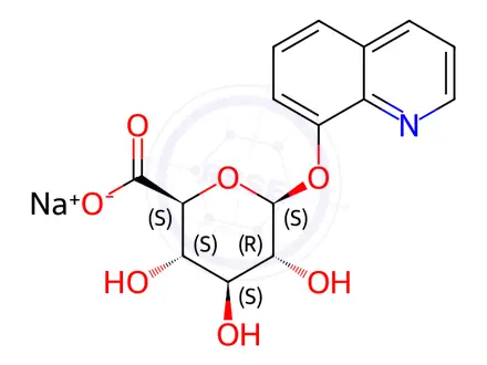 Chemical structure of 8-hydroxyquinoline-Beta-d-glucuronic Acid, Sodium