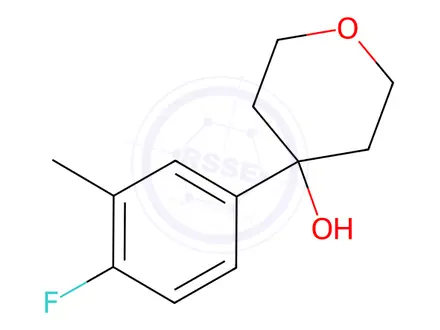 Chemical structure of 4-(4-fluoro-3-methylphenyl)tetrahydro-2H-pyran-4-ol