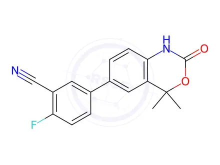 Chemical structure of 5-(4,4-DIMETHYL-2-OXO-2,4-DIHYDRO-1H-BENZO[D][1,3]OXAZIN-6-YL)-2-FLUOROBENZONITRILE