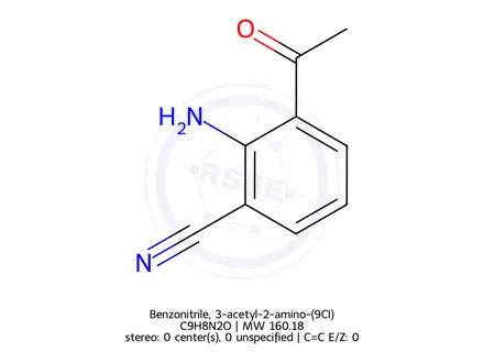 Chemical structure of Benzonitrile, 3-acetyl-2-amino-(9CI)