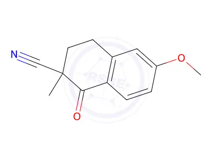 Chemical structure of 6-Methoxy-2-methyl-1-oxo-1,2,3,4-tetrahydronaphthalene-2-carbonitrile