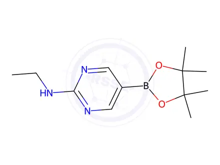 Chemical structure of 2-(Ethylamino)pyrimidine-5-boronic acid pinacol ester, 97%