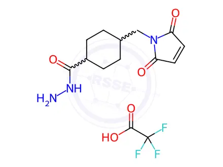 Chemical structure of 4-(Maleimidomethyl)cyclohexane-1-carboxyl-hydrazide, Trifluoroacetic Acid Salt