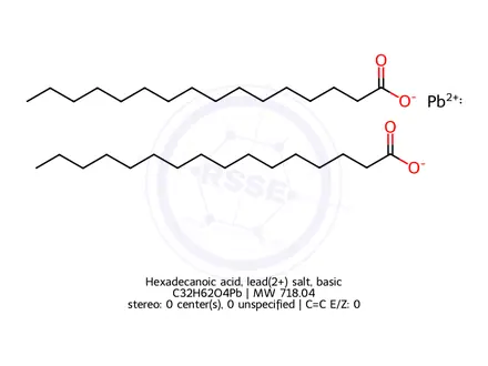 Chemical structure of Hexadecanoic acid, lead(2+) salt, basic