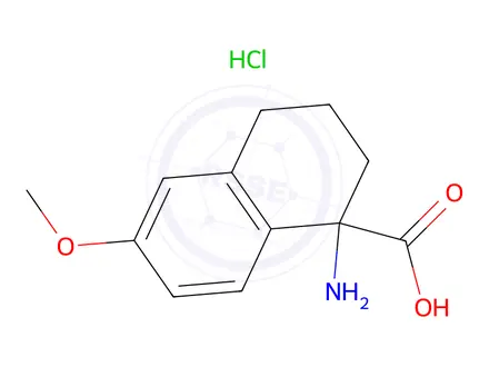 Chemical structure of 1-amino-6-methoxy-1,2,3,4-tetrahydronaphthalene-1-carboxylic acid hydrochloride