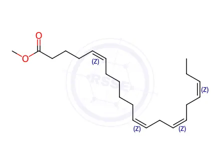 Chemical structure of 5,11,14,17-Eicosatetraenoic acid, methyl ester, (5Z,11Z,14Z,17Z)-