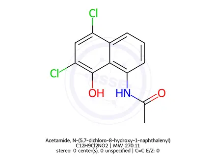 Chemical structure of Acetamide, N-(5,7-dichloro-8-hydroxy-1-naphthalenyl)-