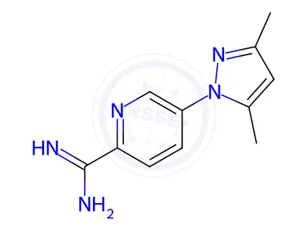 Chemical structure of 5-(3,5-dimethyl-1H-pyrazol-1-yl)pyridine-2-carboximidamide