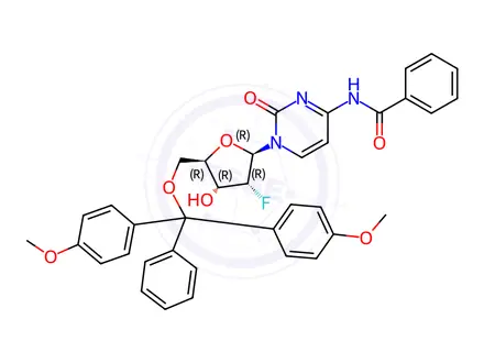 Chemical structure of Cytidine, N-benzoyl-5'-O-[bis(4-Methoxyphenyl)phenylMethyl]-2'-deoxy-2'-fluoro-