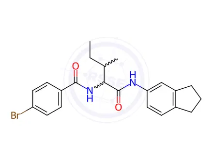 Chemical structure of Benzamide, 4-bromo-N-[1-[[(2,3-dihydro-1H-inden-5-yl)amino]carbonyl]-2-methylbutyl]-(9CI)