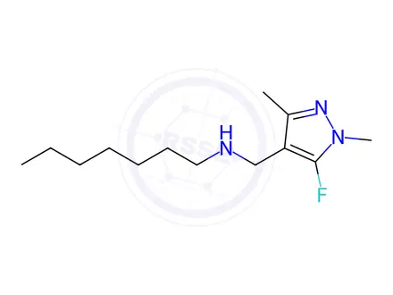 Chemical structure of (5-fluoro-1,3-dimethyl-1H-pyrazol-4-yl)methyl]heptylamine