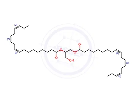Chemical structure of 1-(hydroxymethyl)-1,2-ethanediyl bis[(9Z,12Z,15Z)-9,12,15-octadecatrienoate]