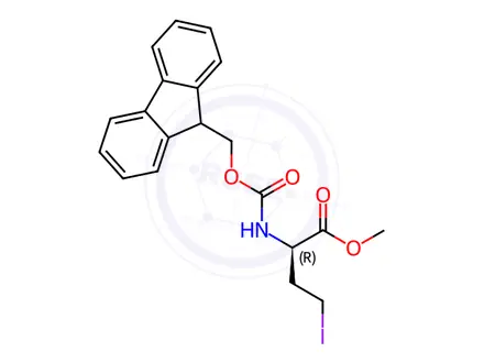 Chemical structure of Methyl (R)-2-((((9H-fluoren-9-yl)methoxy)carbonyl)amino)-4-iodobutanoate
