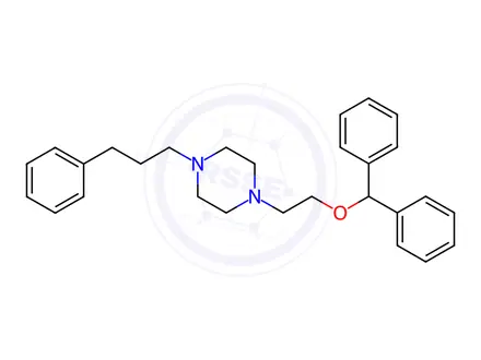 Chemical structure of 1-(2-(Benzhydryloxy)ethyl)-4-(3-phenylpropyl)piperazine maleate