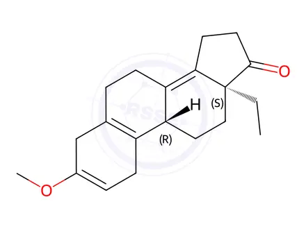 Chemical structure of (9R,13S)-13-ethyl-3-methoxy-1,4,6,7,9,11,12,13,15,16-decahydro-17H-cyclopenta[a]phenanthren-17-one
