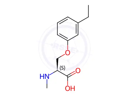 Chemical structure of O-(3-ethylphenyl)-N-methyl-L-serine