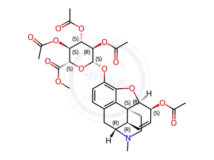 Chemical structure of Morphine-β-Acetate-β-D-Glucuronide 2,3,4-Triacetate Methyl Ester