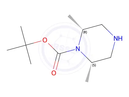 Chemical structure of (2R,6S)-rel-tert-Butyl 2,6-dimethylpiperazine-1-carboxylate