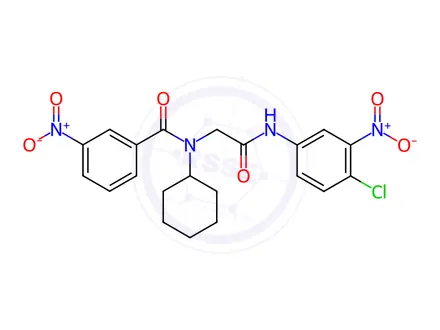 Chemical structure of N-(2-((4-chloro-3-nitrophenyl)amino)-2-oxoethyl)-N-cyclohexyl-3-nitrobenzamide