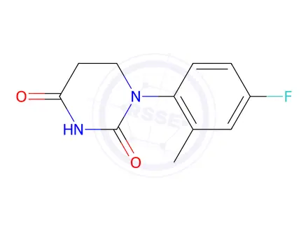 Chemical structure of 1-(4-fluoro-2-methyl-phenyl)hexahydropyrimidine-2,4-dione